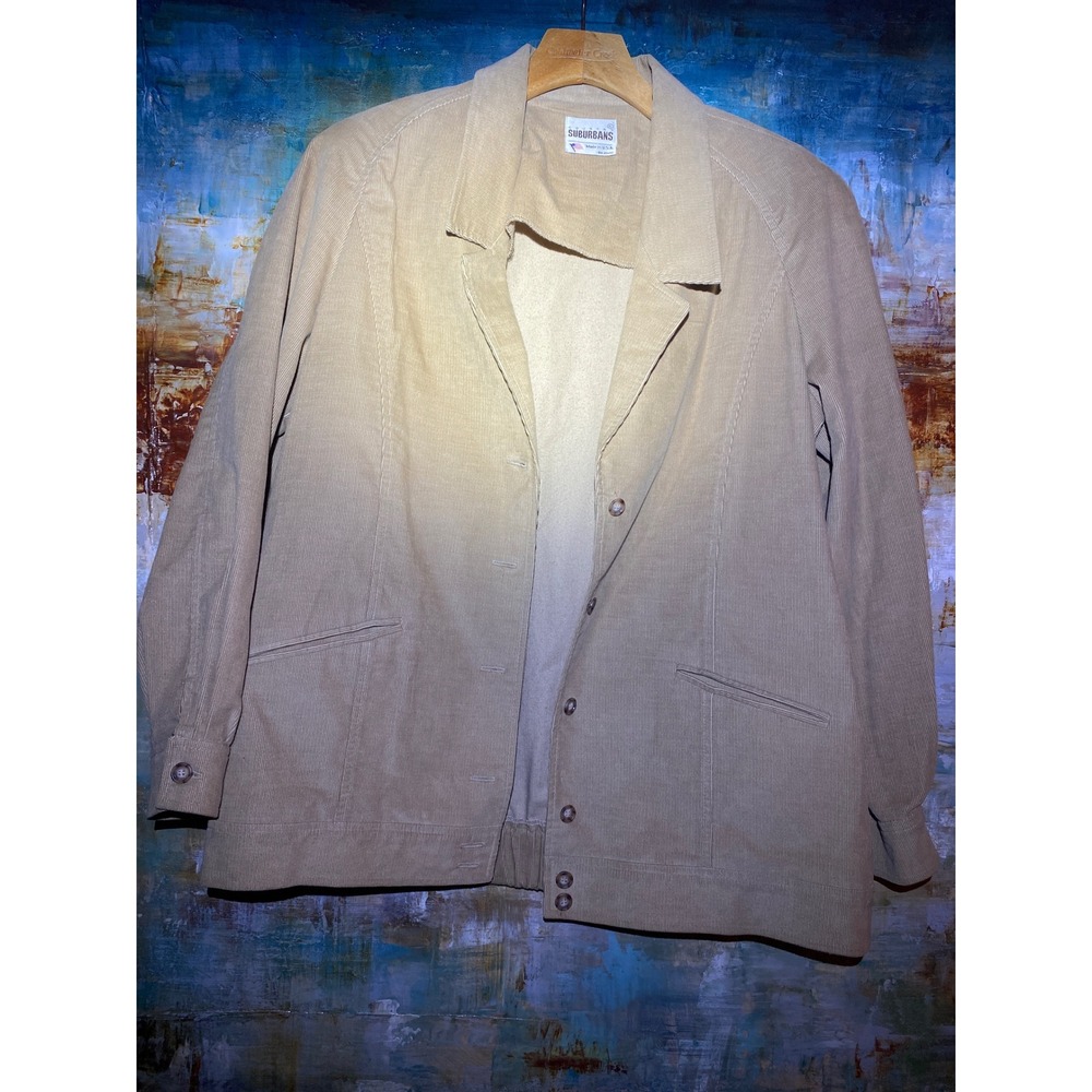 Country Suburbans Vintage Corduroy Jacket Tan Button Front ILGWU Made in USA L‎